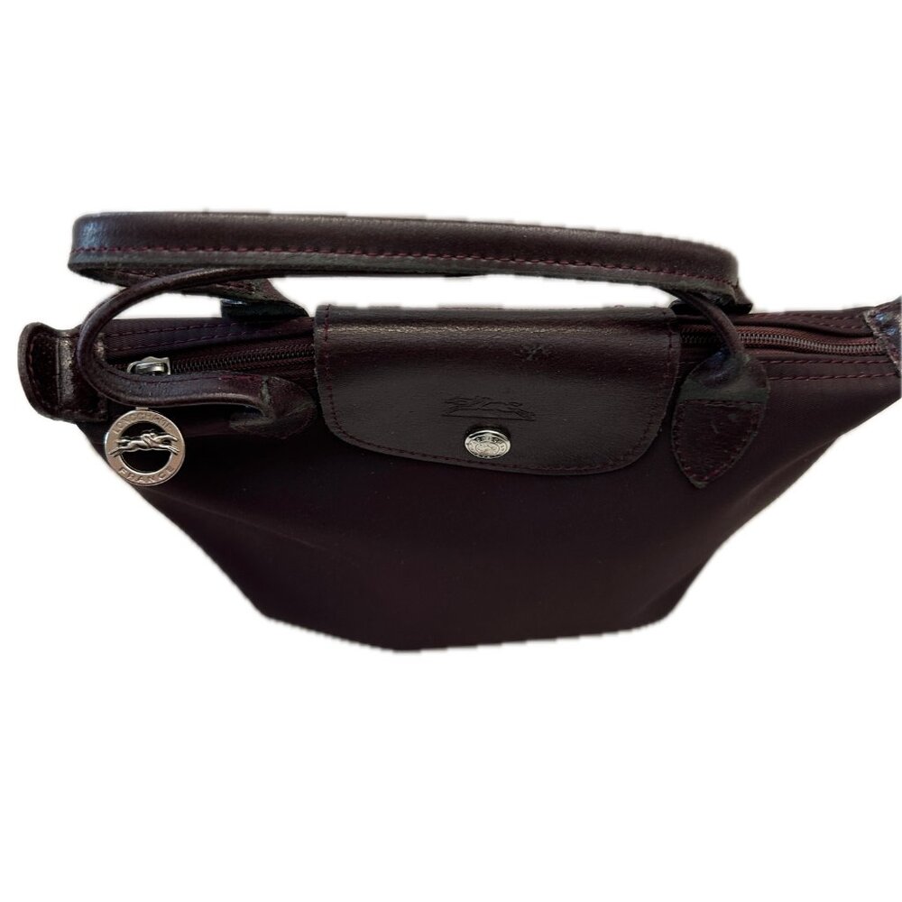 LONGCHAMP,  VINTAGE BROWN NYLON HANDBAG, PRE-OWNED - Picture 8 of 10